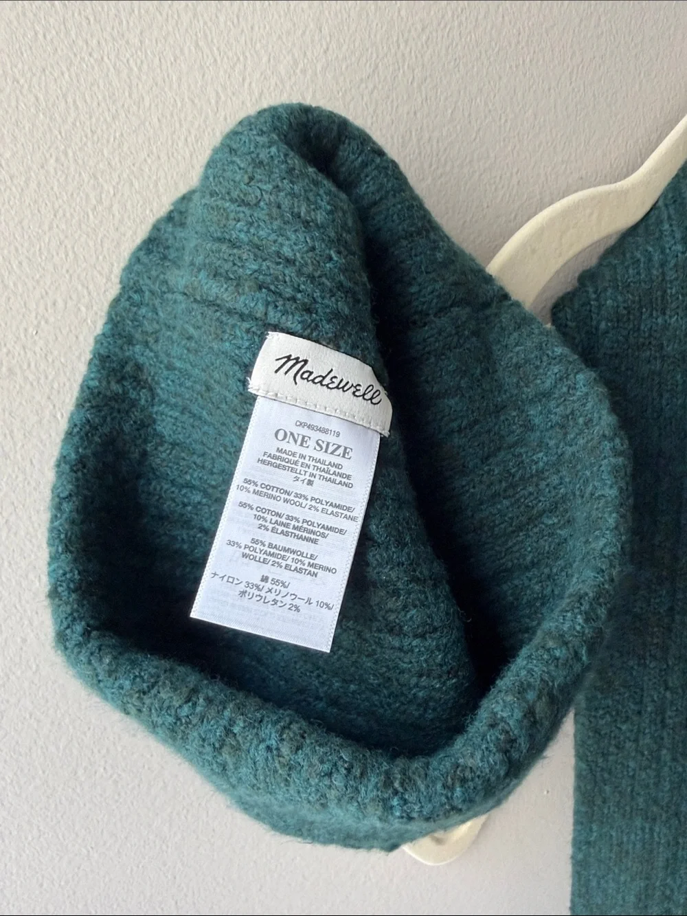 Madewell Dark Green Ribbed Knit Beanie and Scarf Set